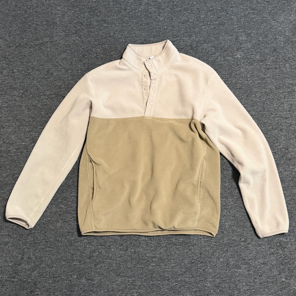 Uniqlo Neutral Two-Tone Fleece Pullover Men's Size Medium